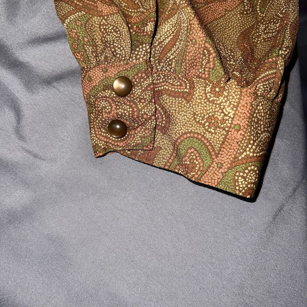 Plus Size Retro Style Paisley Print Ruffle Collar Button Down Size 20W - Picture 2 of 4
